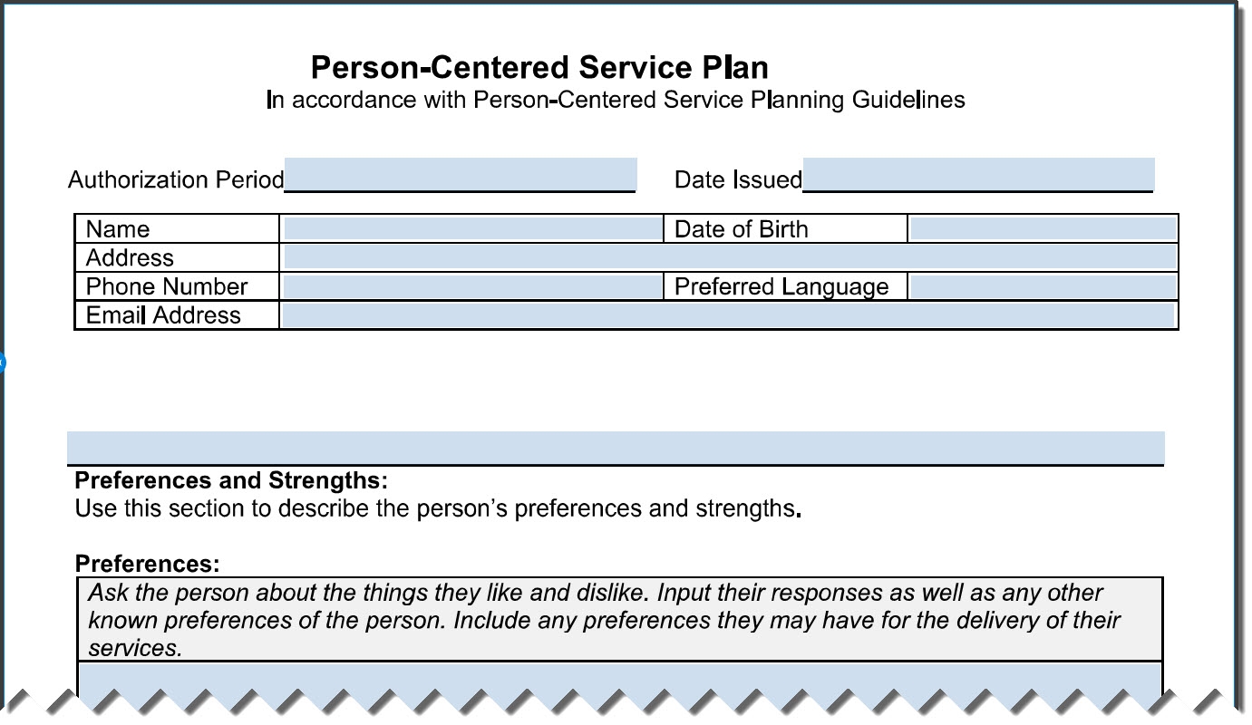 person centered planning templates