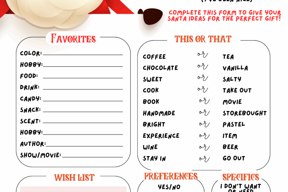 Help Santa Find The Perfect Gift With This Secret Santa Form