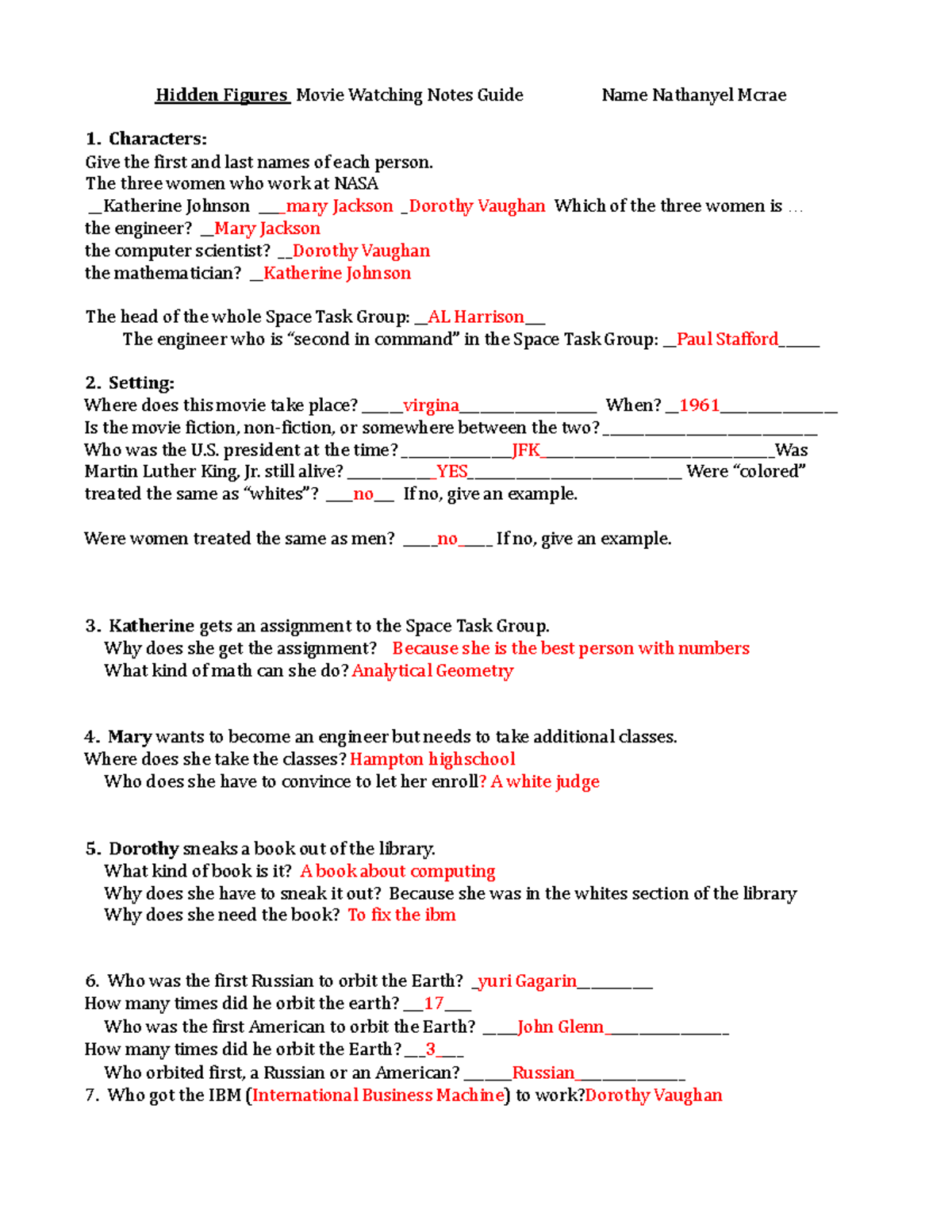 hidden figures movie worksheet