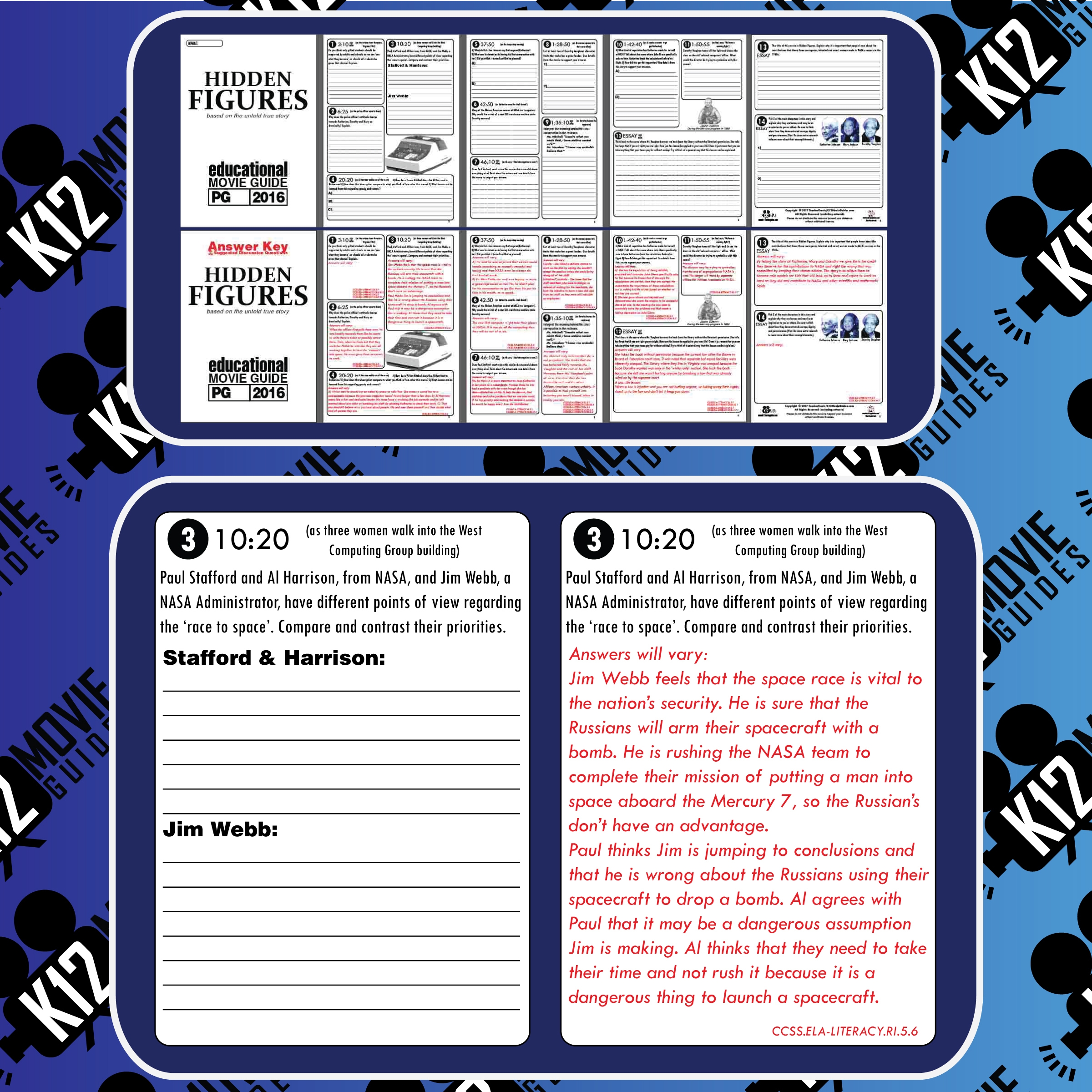 Hidden Figures Movie Guide Questions Worksheet PG 2016 