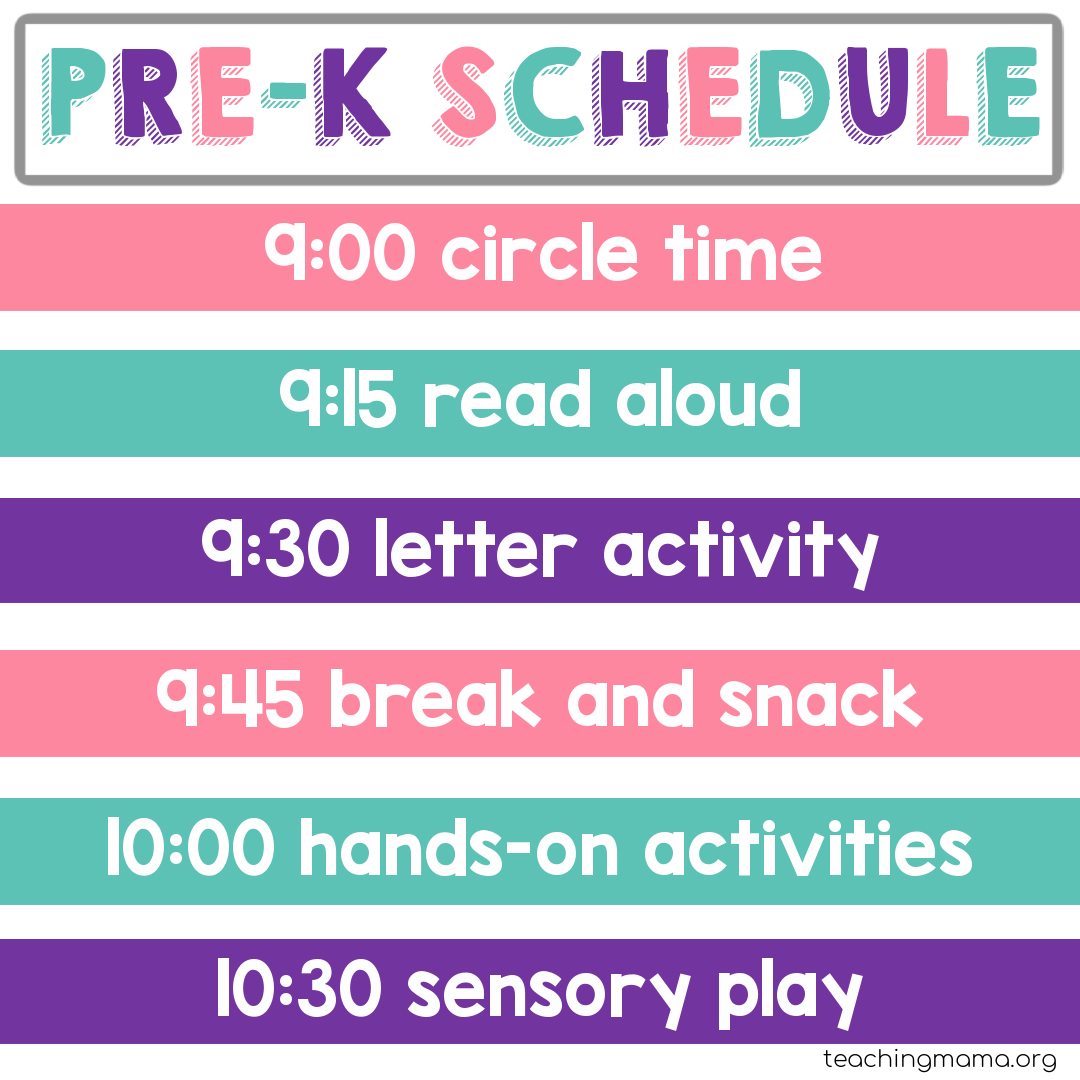 daily routine preschool schedule template