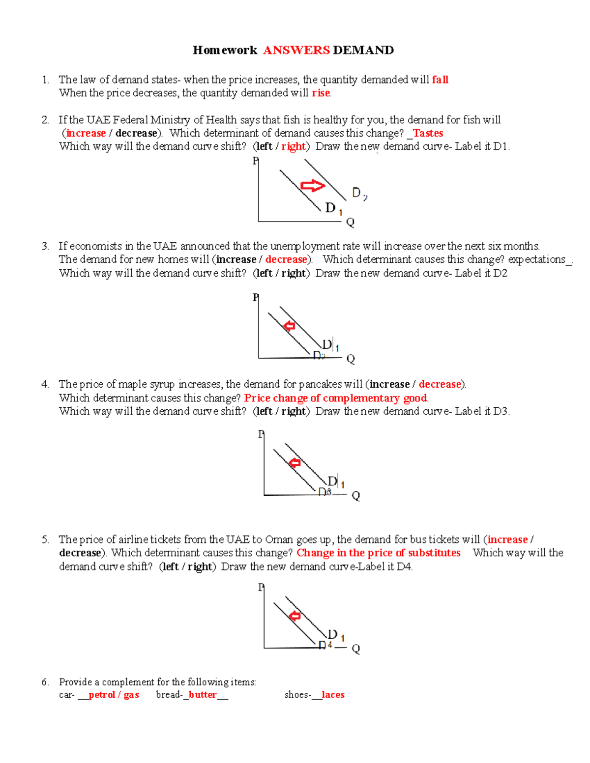 Homework Answers Demand Homework ANSWERS DEMAND The Law Of 