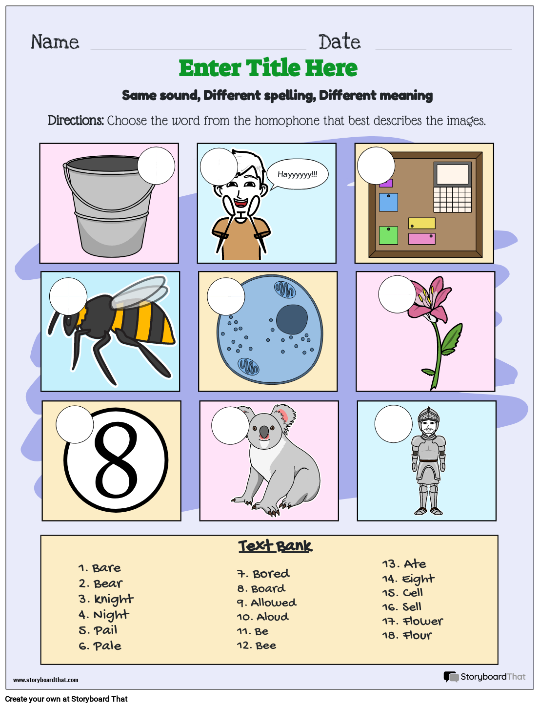 homophone worksheet