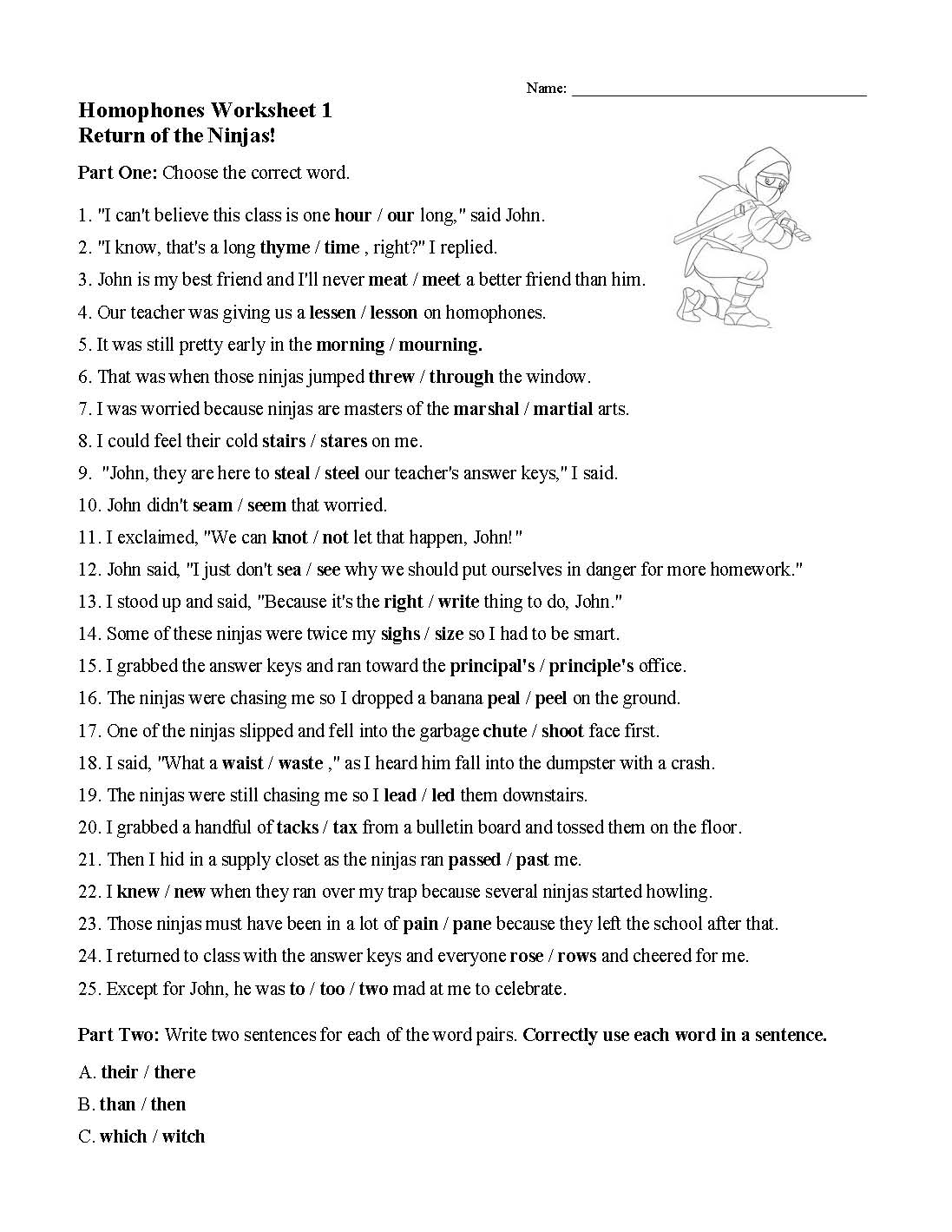 Homophones Worksheet 1 Grammar Activity