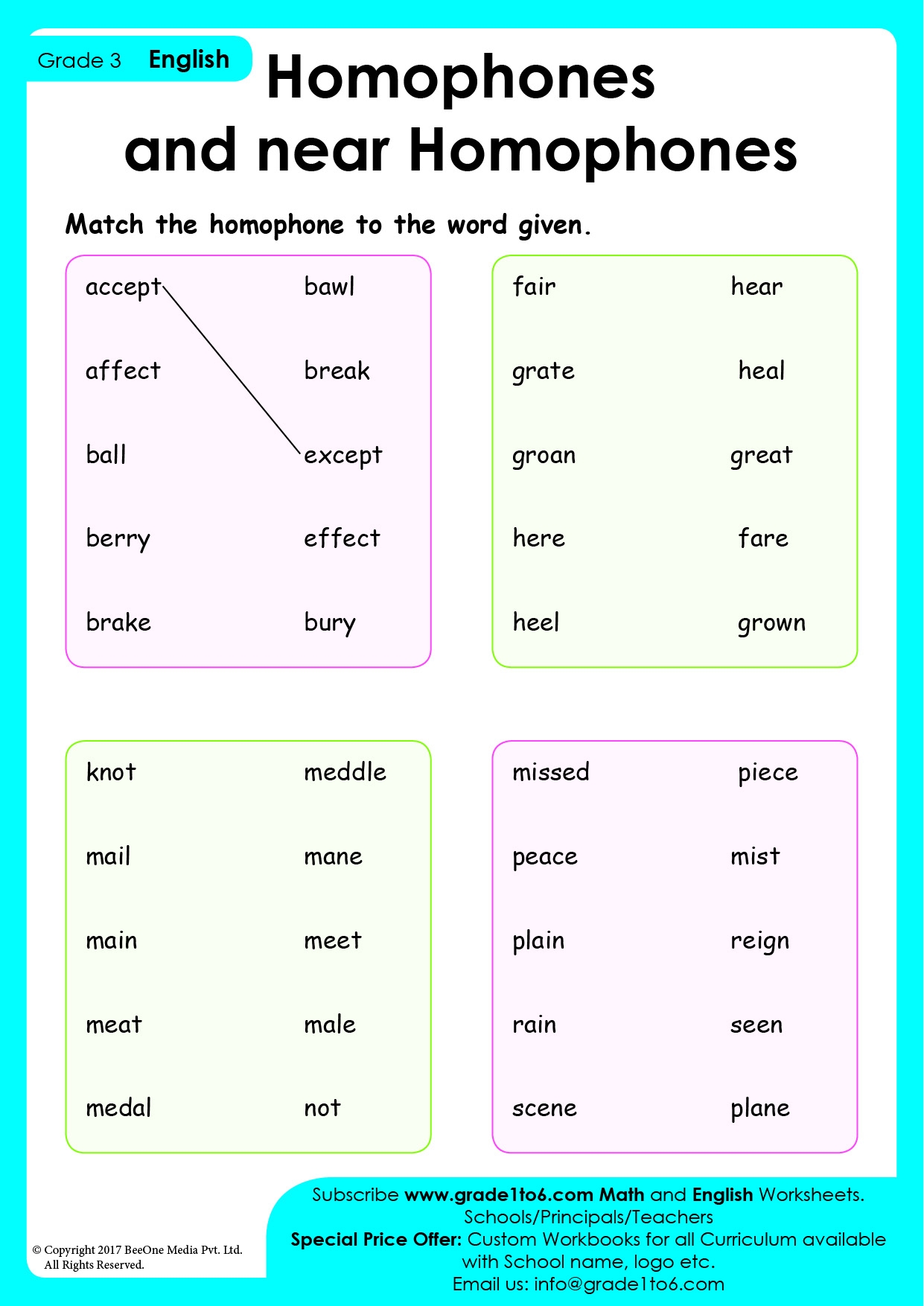 homophones worksheet