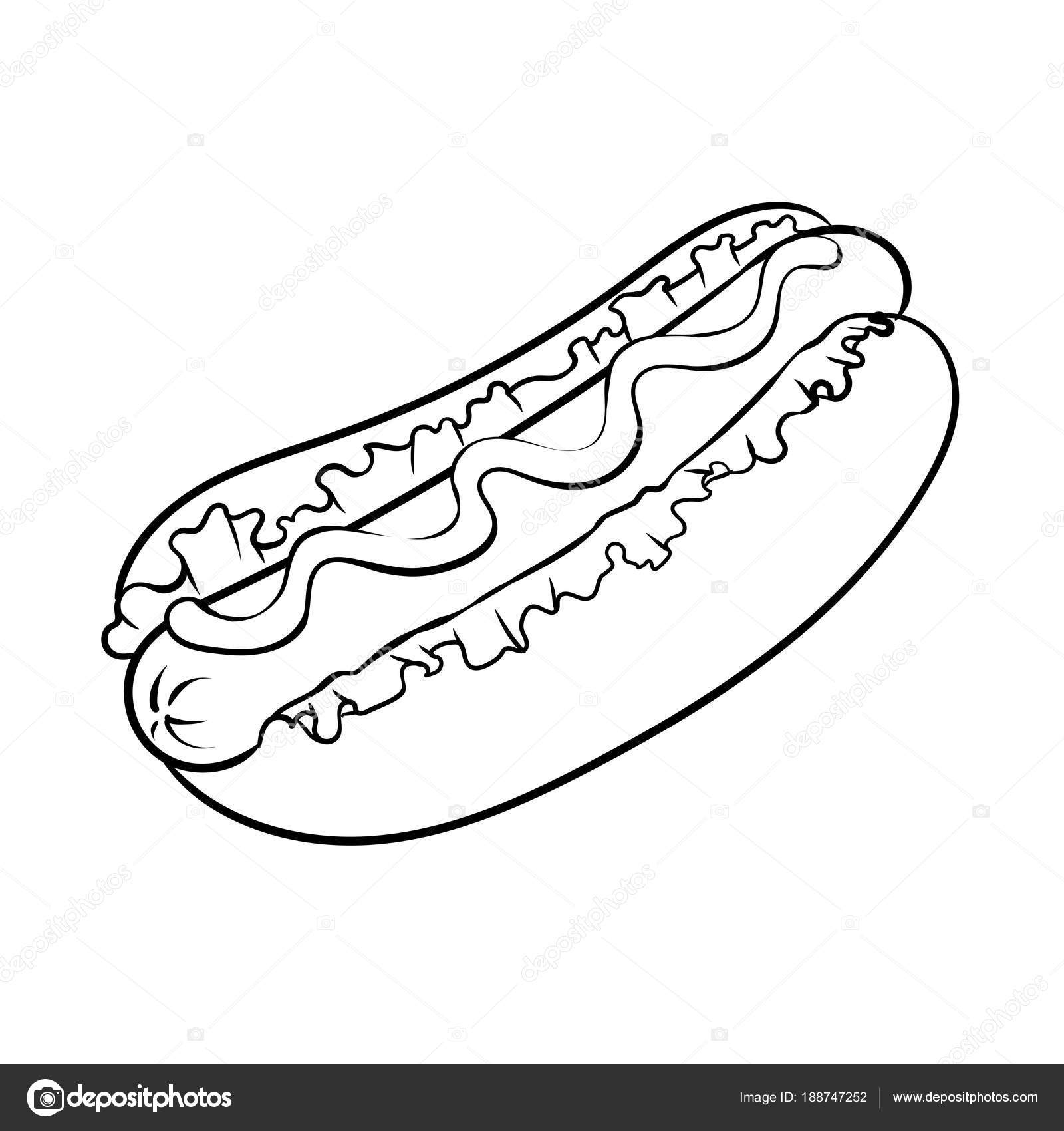 Hot Dog Coloring Book Vector Illustration Stock Vector By 