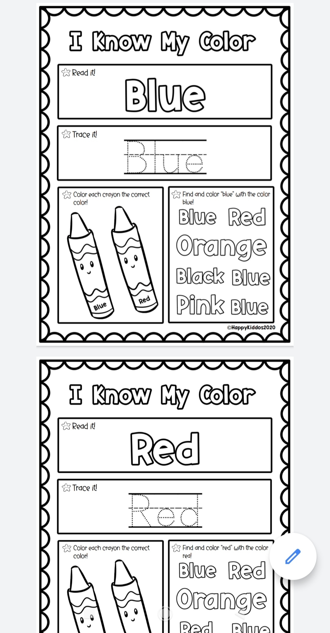 I Know My Color Worksheets For Kids 