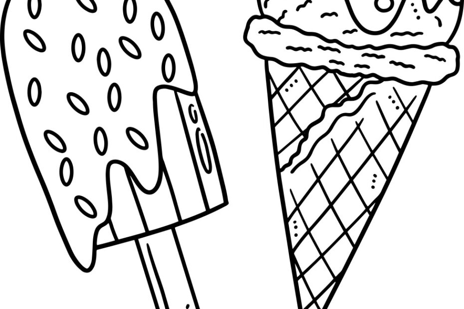 Ice Cream Isolated Coloring Page For Kids Vector Image