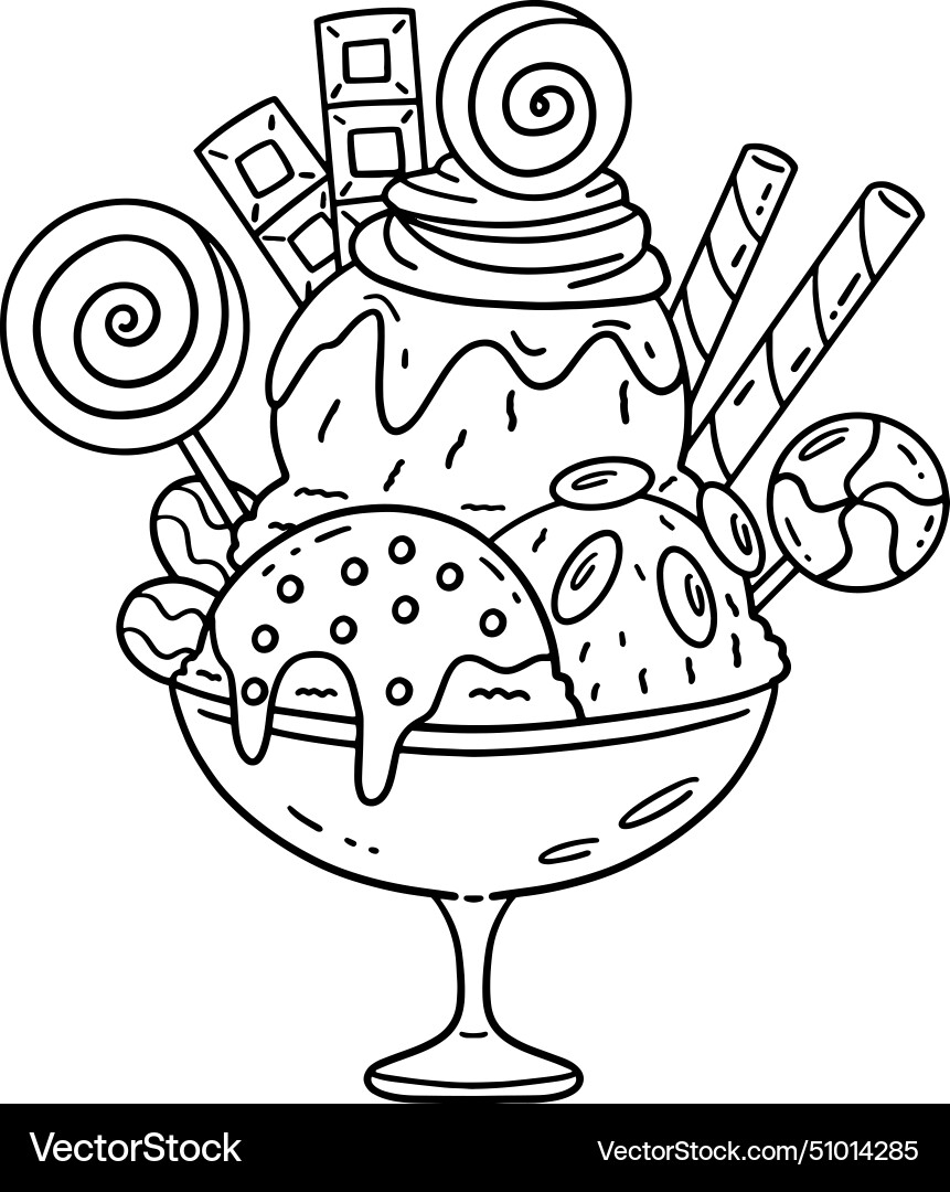Ice Cream Parfait Isolated Coloring Pages For Kids