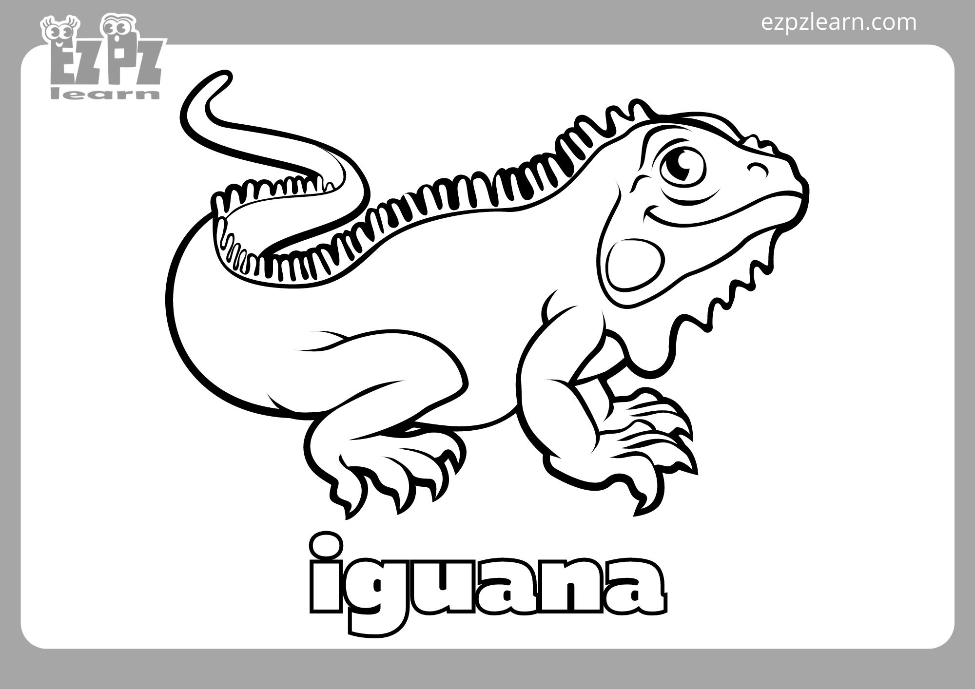 Iguana Coloring Page Ezpzlearn