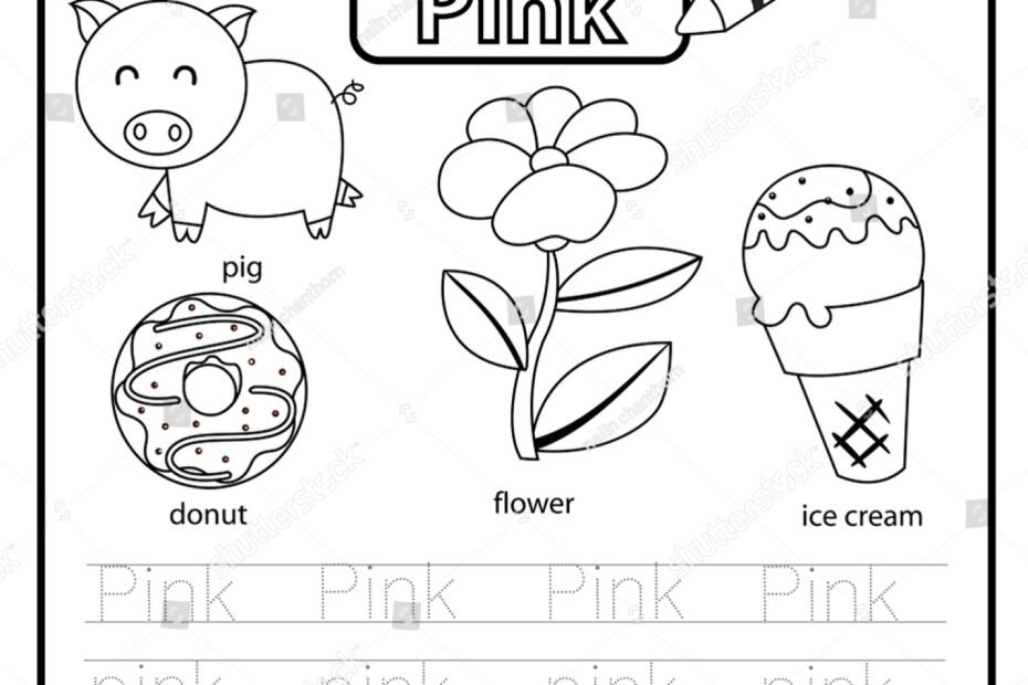 Illustrator Color Worksheet Pink Stock Vector Royalty Free