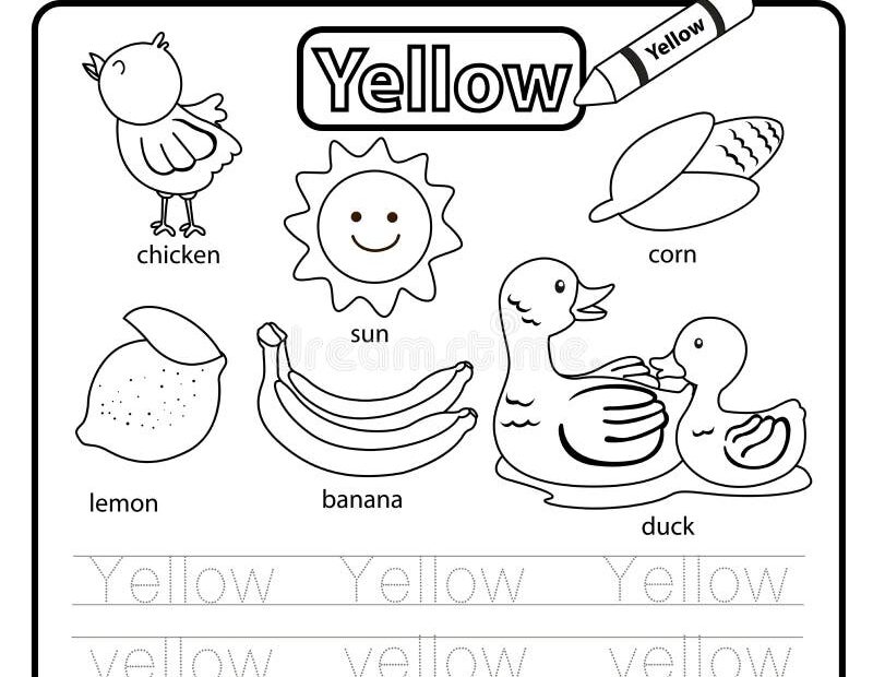 Illustrator Of Color Worksheet Yellow Stock Vector Illustration Of Colorless Level 139431286