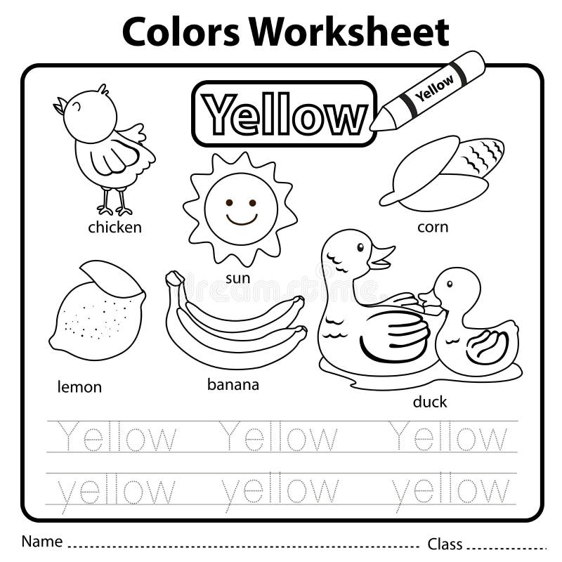 Illustrator Of Color Worksheet Yellow Stock Vector Illustration Of Colorless Level 139431286