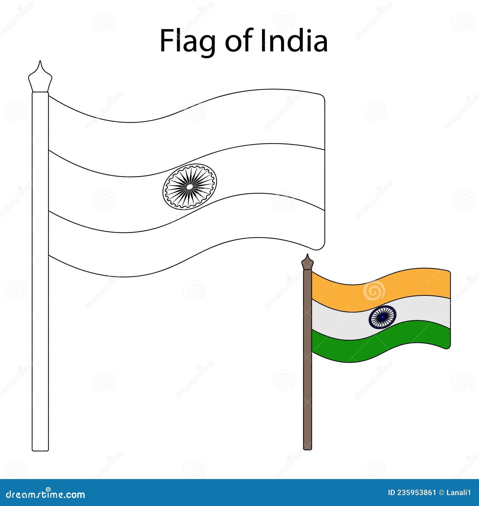 India Flag Color The Flag According To The Suggested Example 