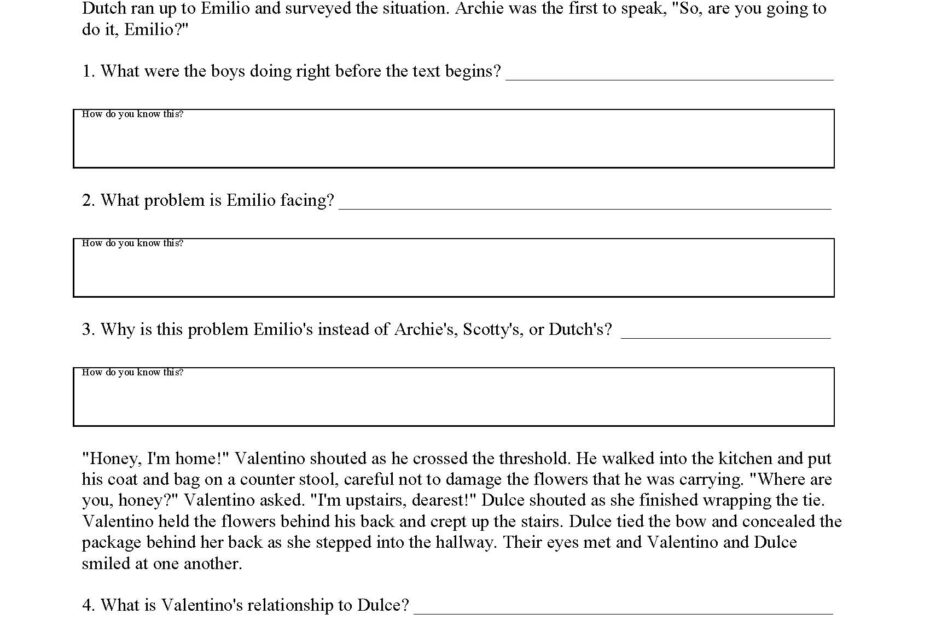 Inferences Worksheet 9 Reading Activity