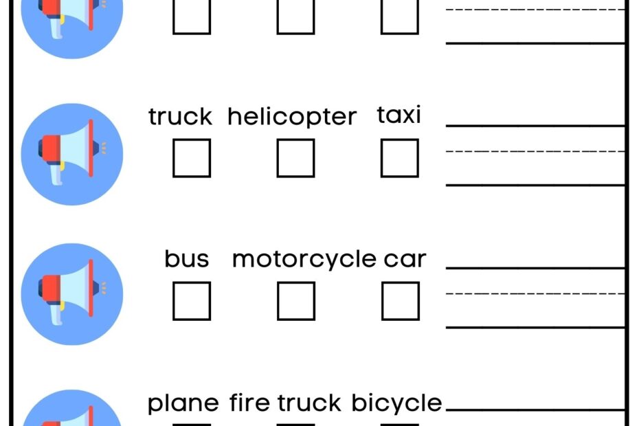 Interactive Worksheet For Transportation Listen Check And Write The Words Activity For Kids G2 Ezpzlearn
