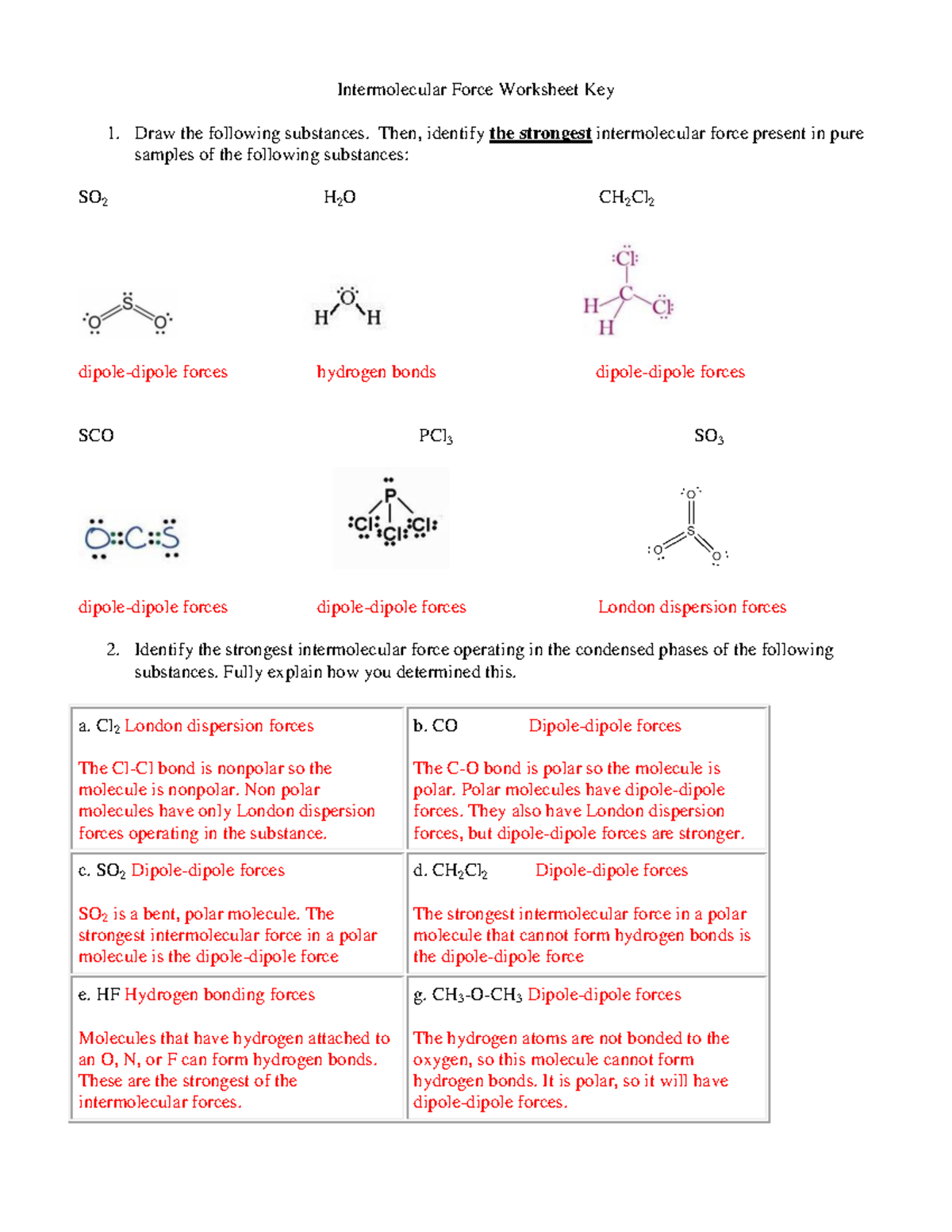 Intermolecular Force Worksheet Key 34 Rt Scr Intermolecular 