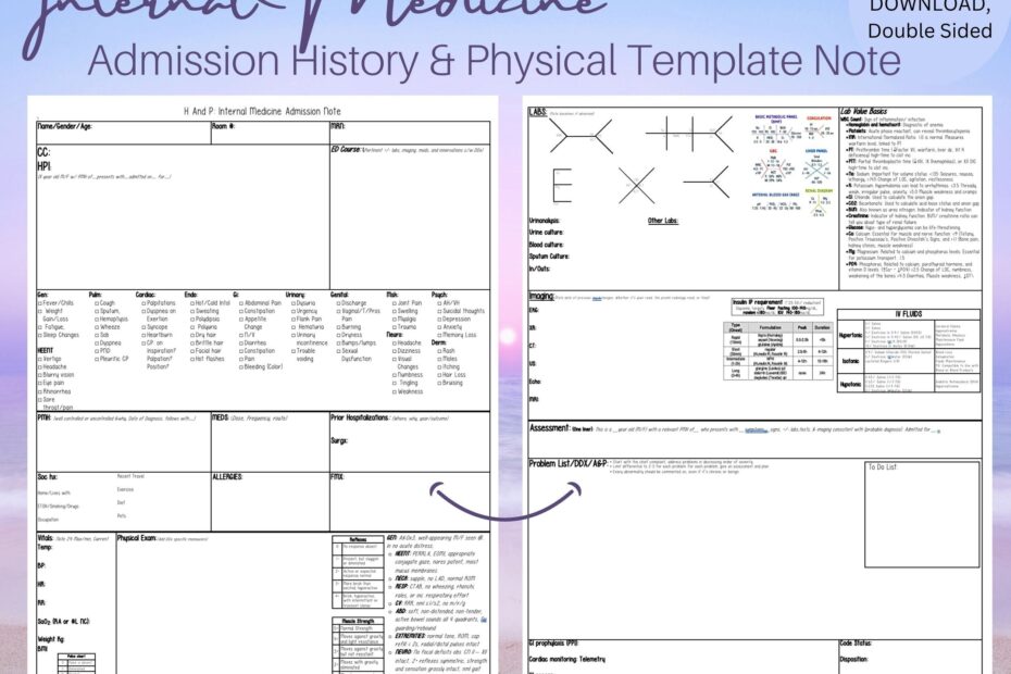 Internal Medicine Hu0026P 2 Clinical Templates For Medical np pa