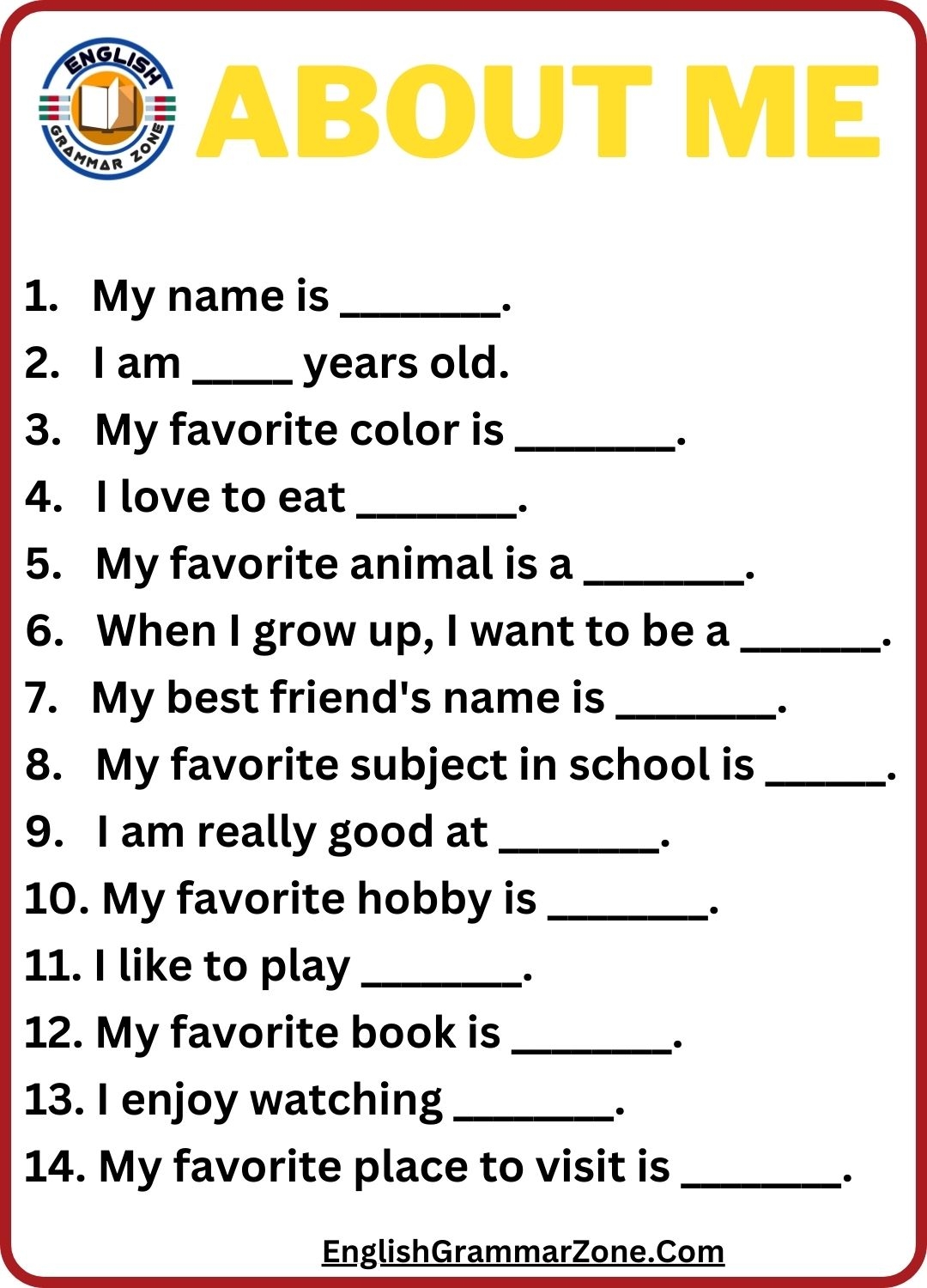 1st grade english worksheets