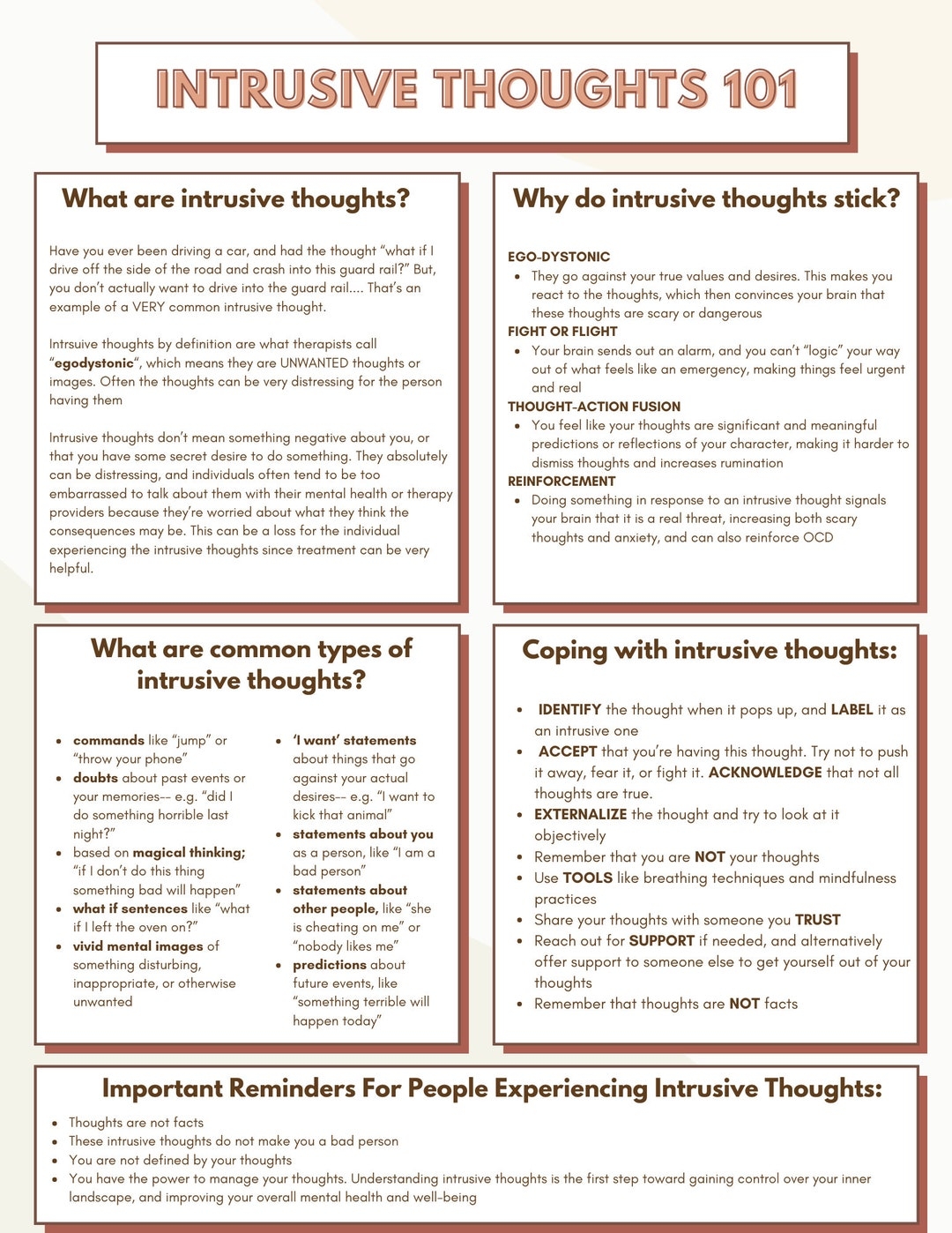 Intrusive Thoughts 101 Intrusive Thoughts OCD Coping With Intrusive Thoughts Etsy
