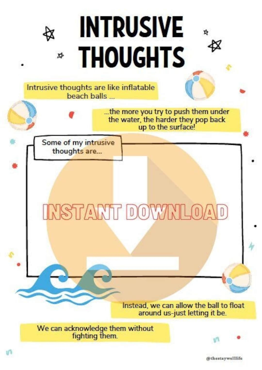 Intrusive Thoughts Worksheet For Kids Etsy Hong Kong