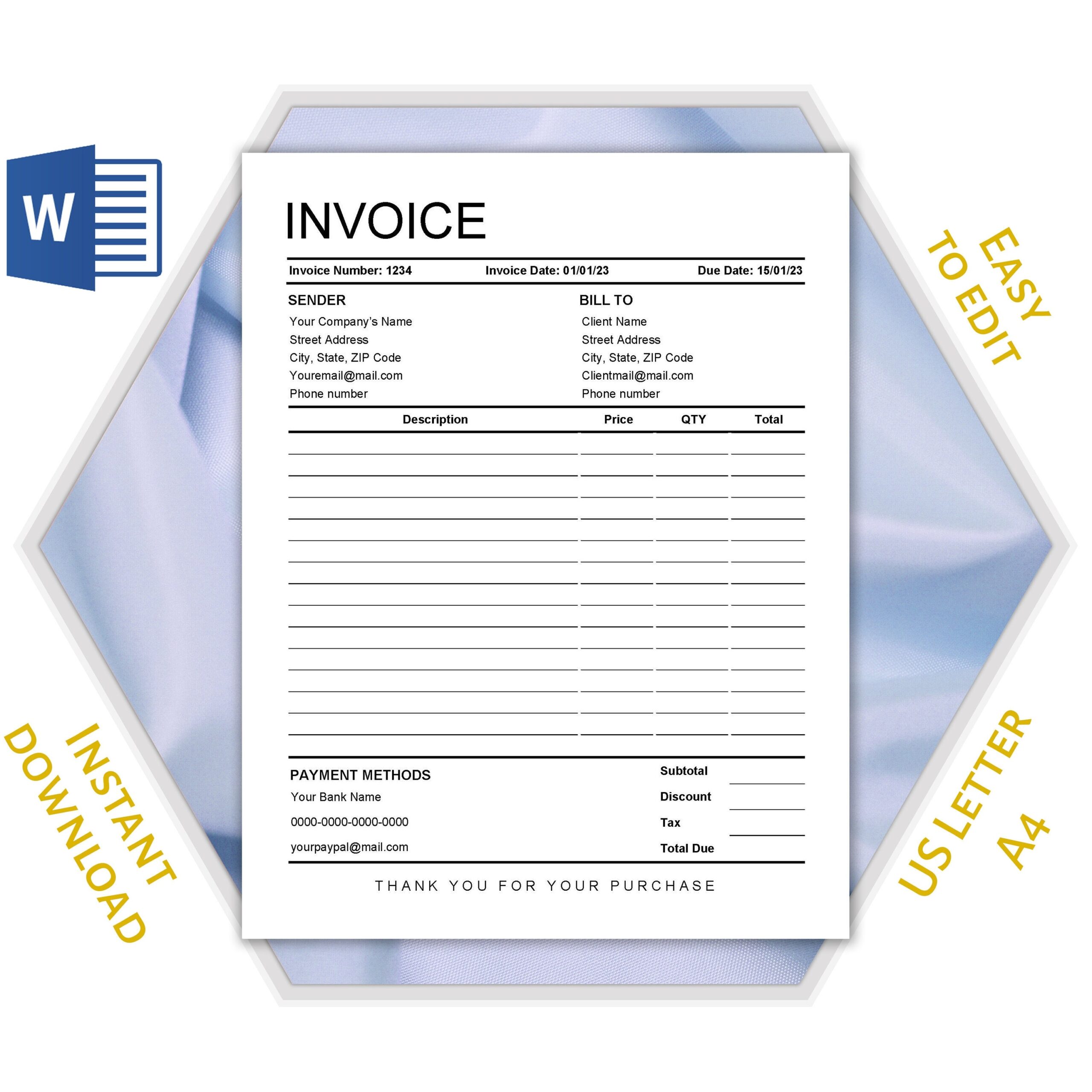 printable invoice template word