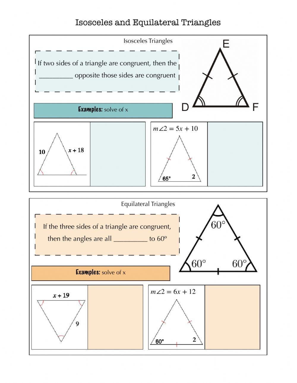 isosceles and equilateral triangles worksheet