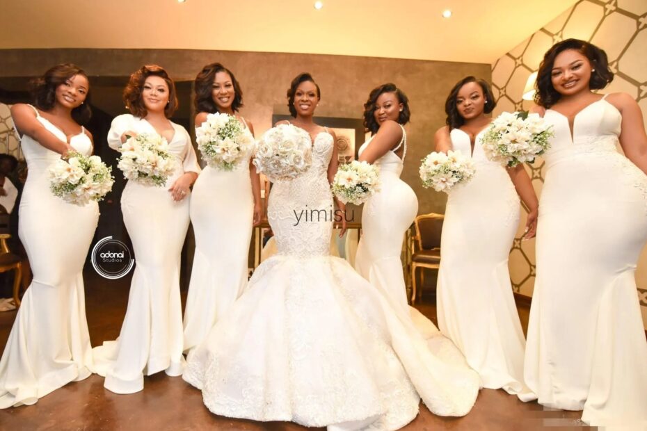 Ivory Bridesmaid Dresses Elegant Lace Mermaid Bridal Dress Affordable Maid Of Honor Dresses Deep V Neck Gown For Wedding Guest Party
