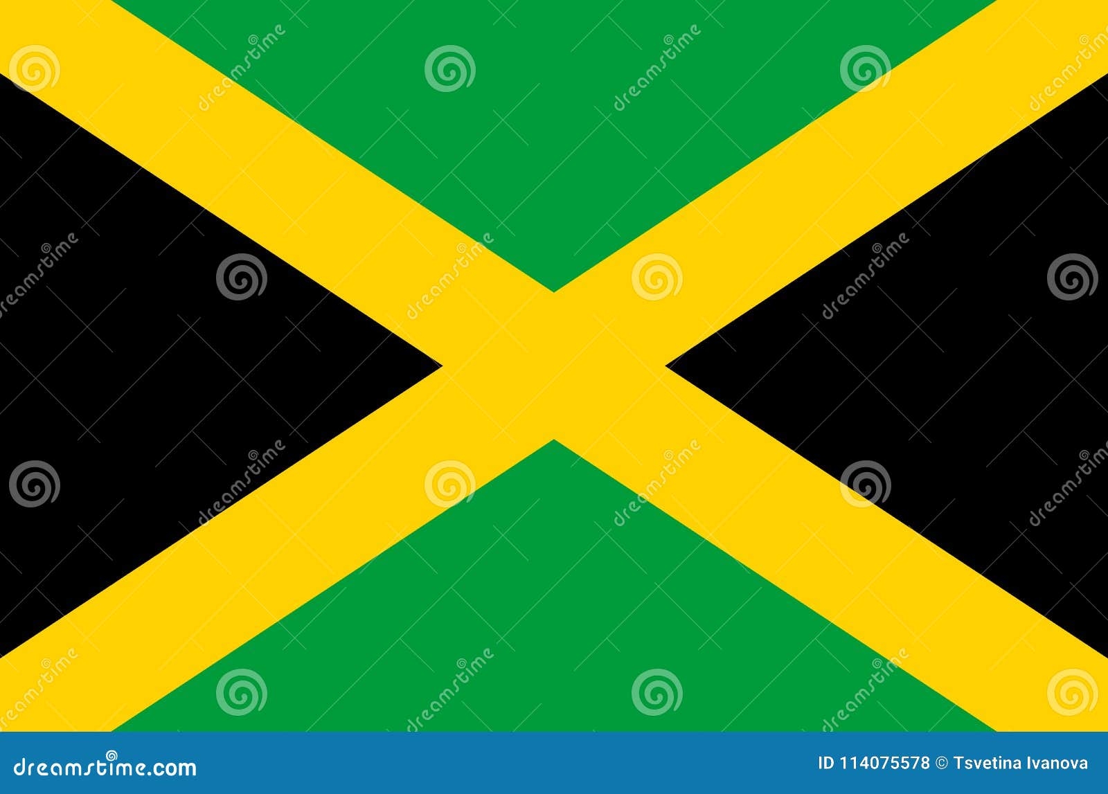 Jamaican National Flag Official Flag Of Jamaica Accurate Colors Stock Vector Illustration Of America Green 114075578