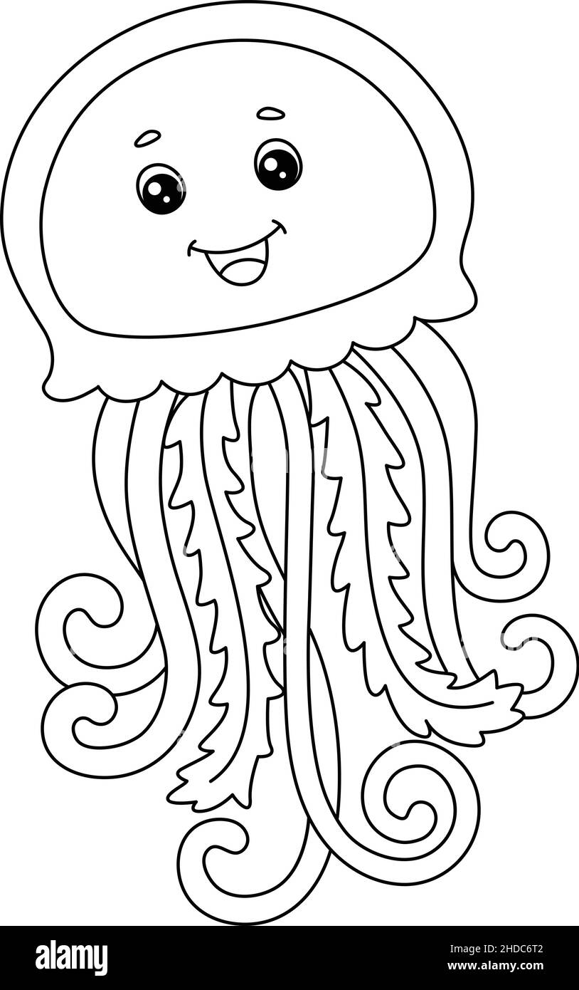 Jellyfish Coloring Page Isolated For Kids Stock Vector Image U0026 Art 