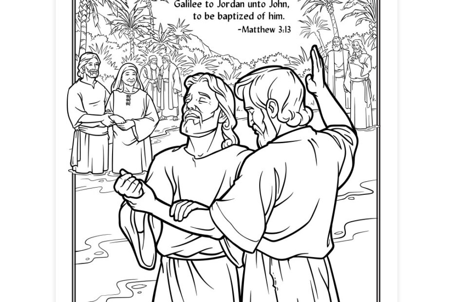 Jesus Christ Is Baptized Coloring Page Printable