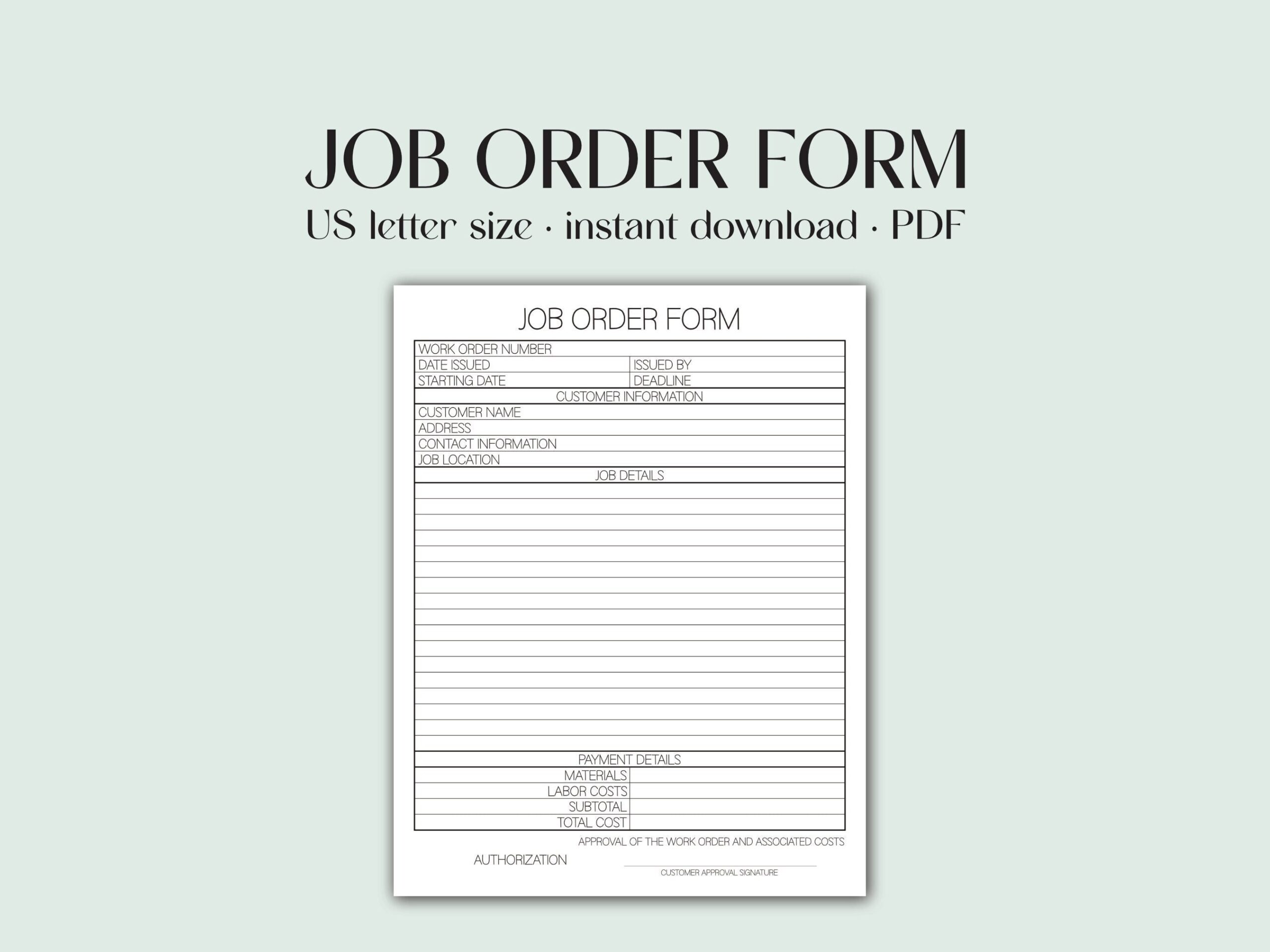 printable job card template