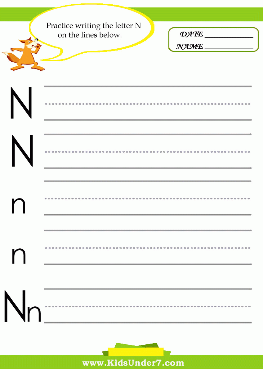 letter n worksheets for preschool