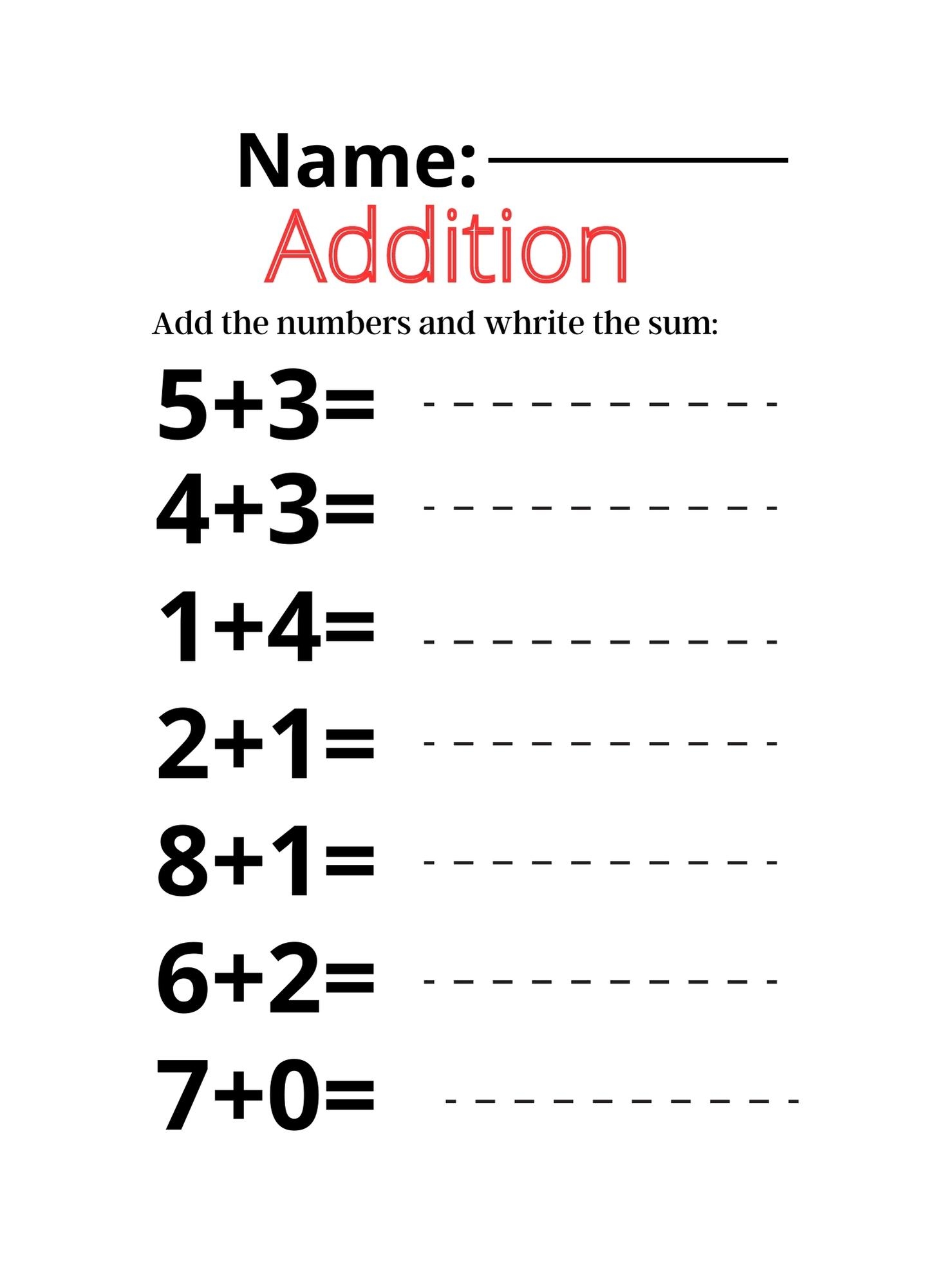 kindergarten math worksheets addition