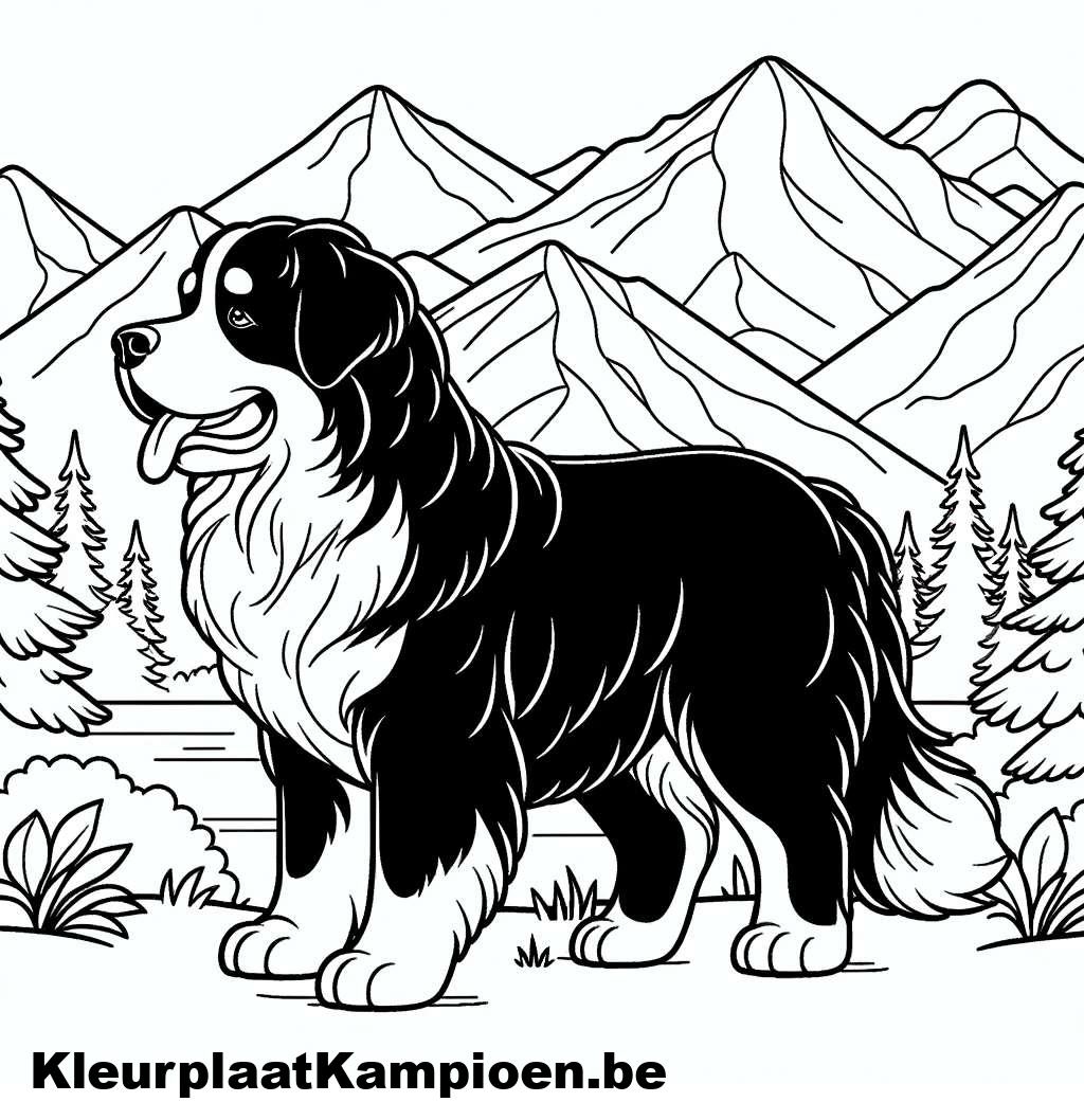 Kleurplaat Hond Berner Sennenhond Bergen KleurplaatKampioen be