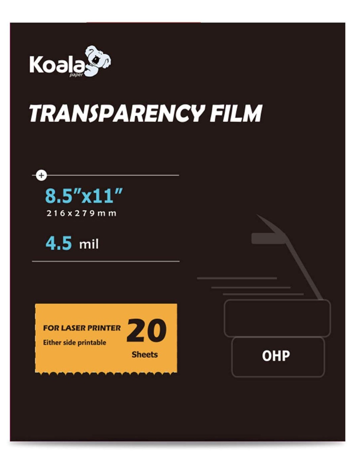 Koala 8 5x11 Inches OHP Printing Transparency Film For Laser Printer