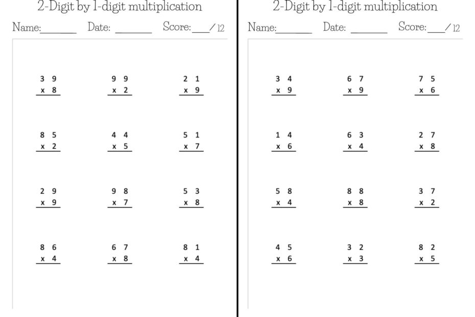 Kumon like Math Worksheets Exercise Pages In PDF 2 digit By 1
