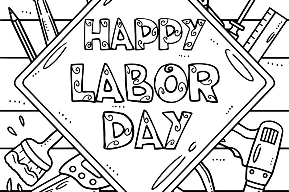 Labor Day Coloring Page For Kids Royalty Free Vector Image