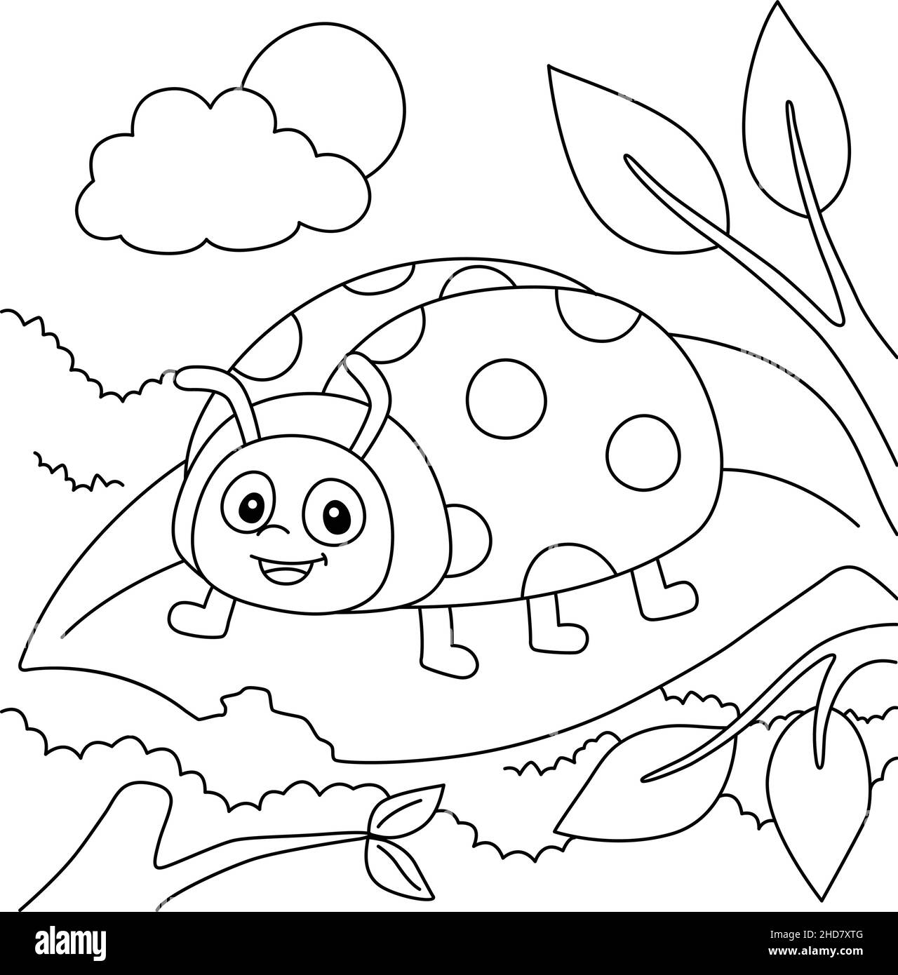 Ladybug Coloring Page For Kids Stock Vector Image U0026 Art Alamy