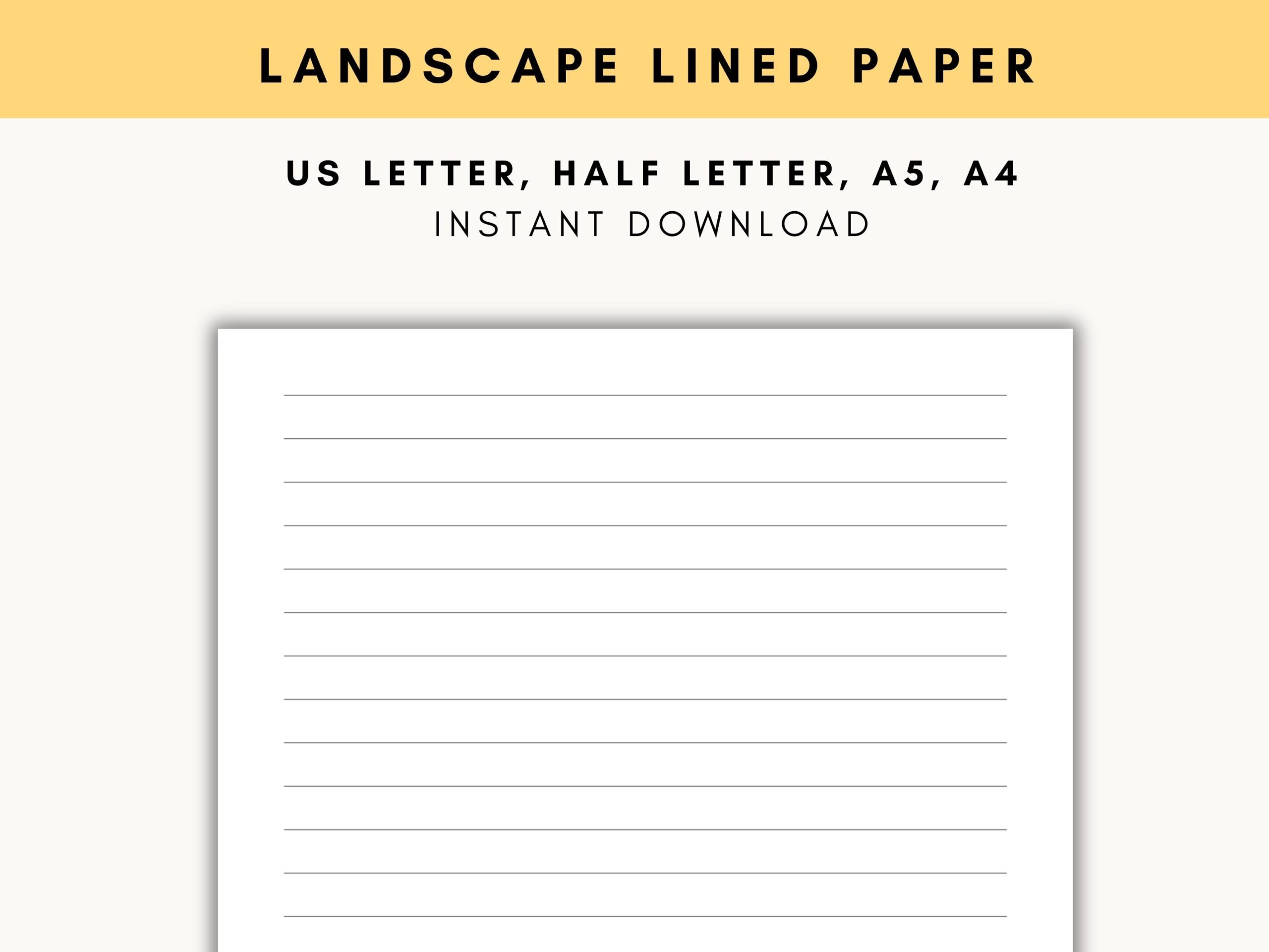 Landscape Lined Paper Horizontal Lined Paper Printable Landscape 