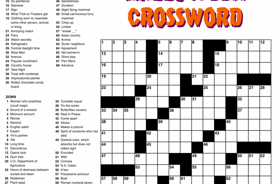 Large Print Easy Crossword Puzzles 10 Free PDF Printables Worksheets Library