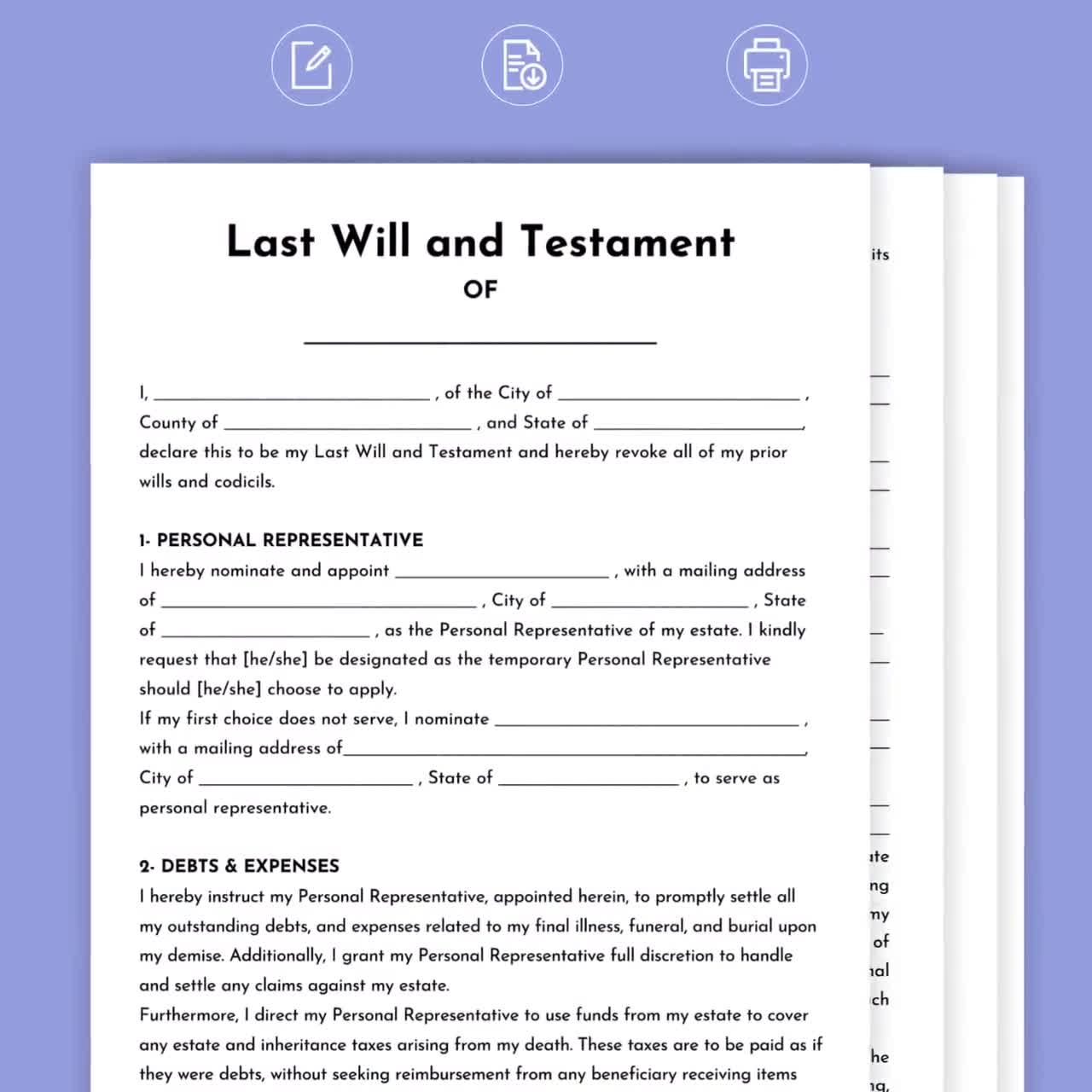 Last Will And Testament Last Will And Testament Printable Simple 