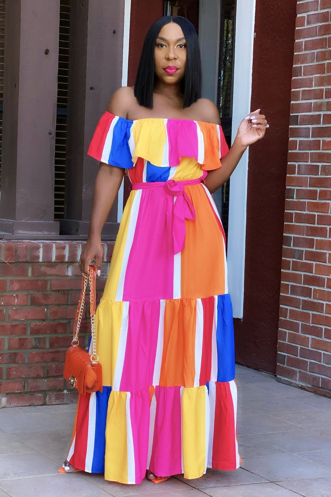 Lauryn Vibrant Color Tiered Maxi Dress ShopperBoard