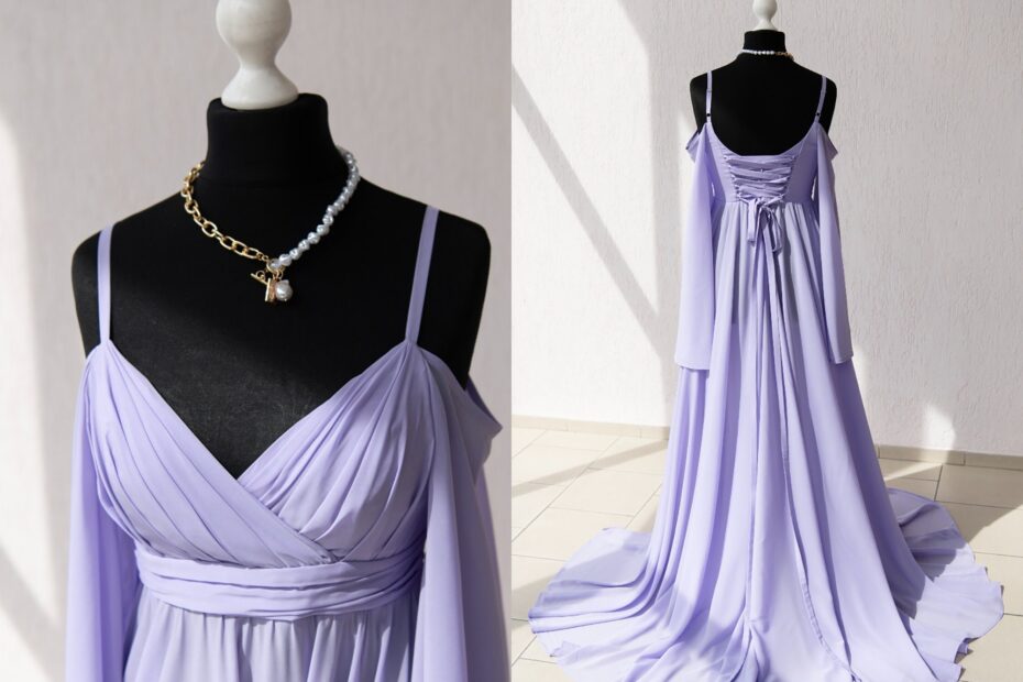 Lavender Chiffon Dress Chiffon Elegant Dress Lilac Chiffon Dress Lavender Women Dress Lilac Women Dress Chiffon Women Dress Photoshoot Dress Etsy