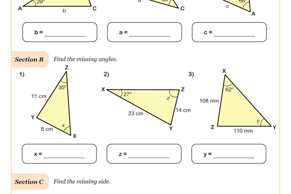 Law Of Sines Worksheet PDF Printable Geometry Worksheet
