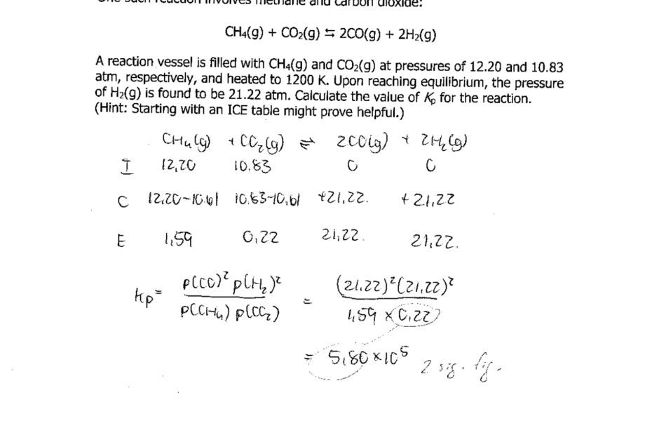 Le Chatelier s Principle Worksheet 15 With Answers CHEM 116
