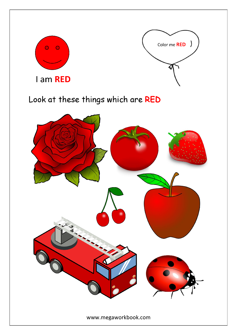 color red worksheet for preschool