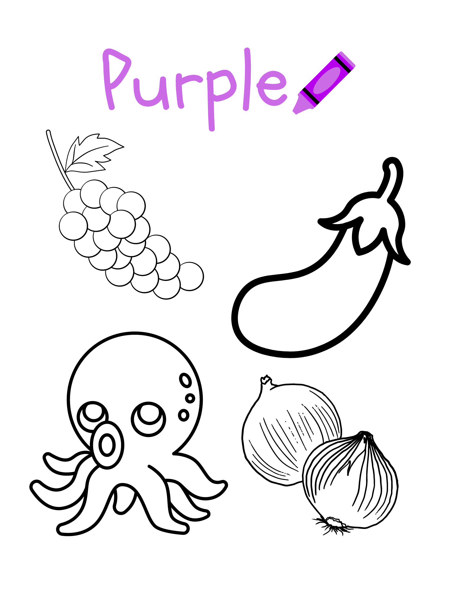color purple worksheets for preschool