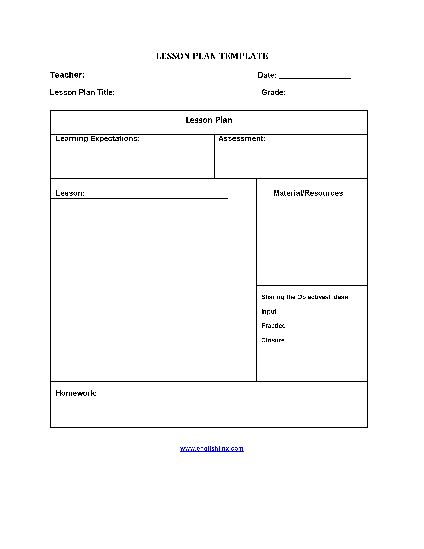 5 e's lesson plan template