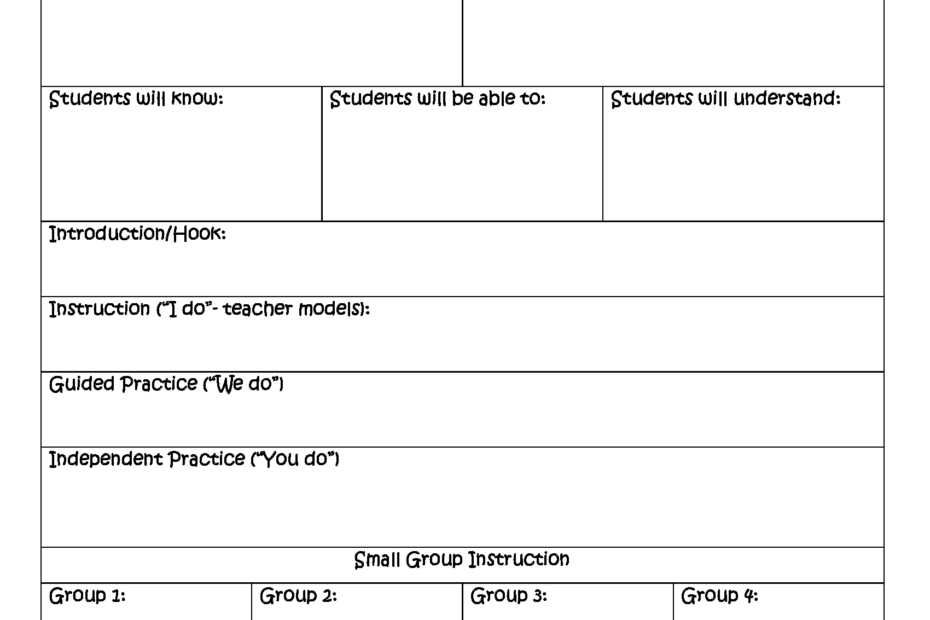 Lesson Plan Template Small Group Lesson Plan Template